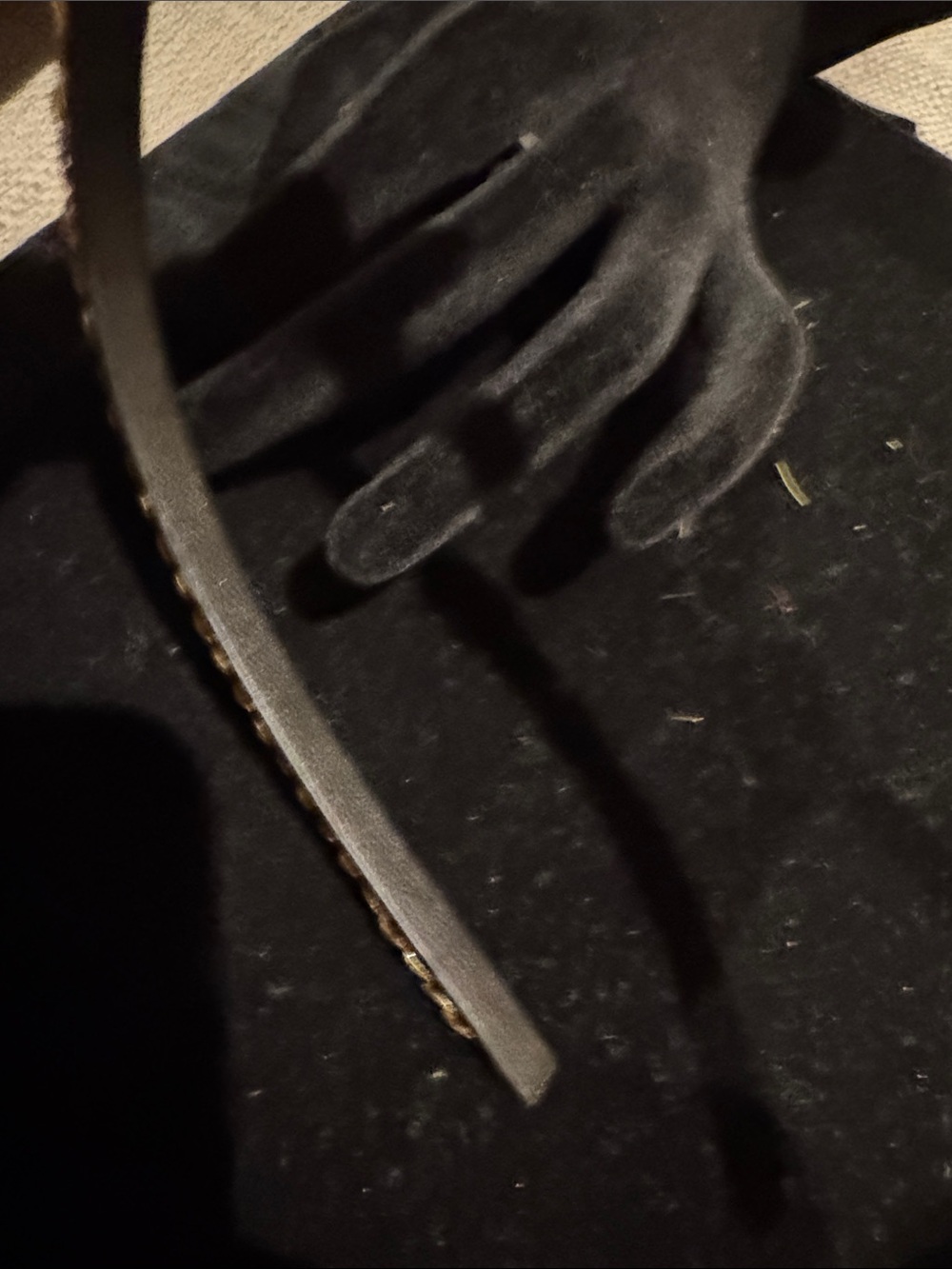 Elegant Black & Gold Chain Leather CC Headband - Picture 7 of 7